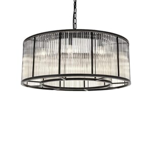 Taklampe Clinton D70 x H30CM Black Clear Glass - Home Factory