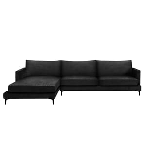 Montana Hjørnesofa Velour Black (L) - Home Factory