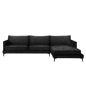 Montana Hjørnesofa Velour Black (R) - Home Factory