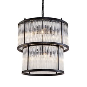 Taklampe Corona D55 x H60CM Black clear glass - Home Factory